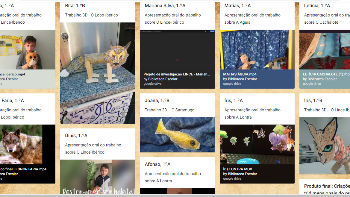 Projeto de investigação “Animais em vias de extinção” pelo 1.ºano da EB1 do Parque